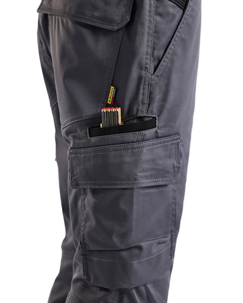 Buy online in Australia BLAKLADER 2-Way Stretch Mid Grey Trousers for Electricians that are looking for comfortable work trousers.