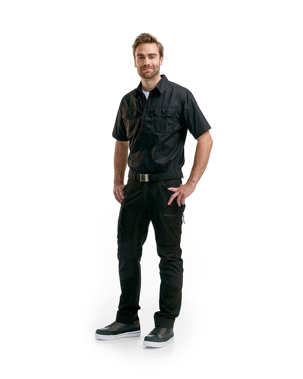 BLAKLADER Durable Poly/Cotton Blend Black  Shirt  for Carpenters that have Short Sleeve  available in Australia and New Zealand