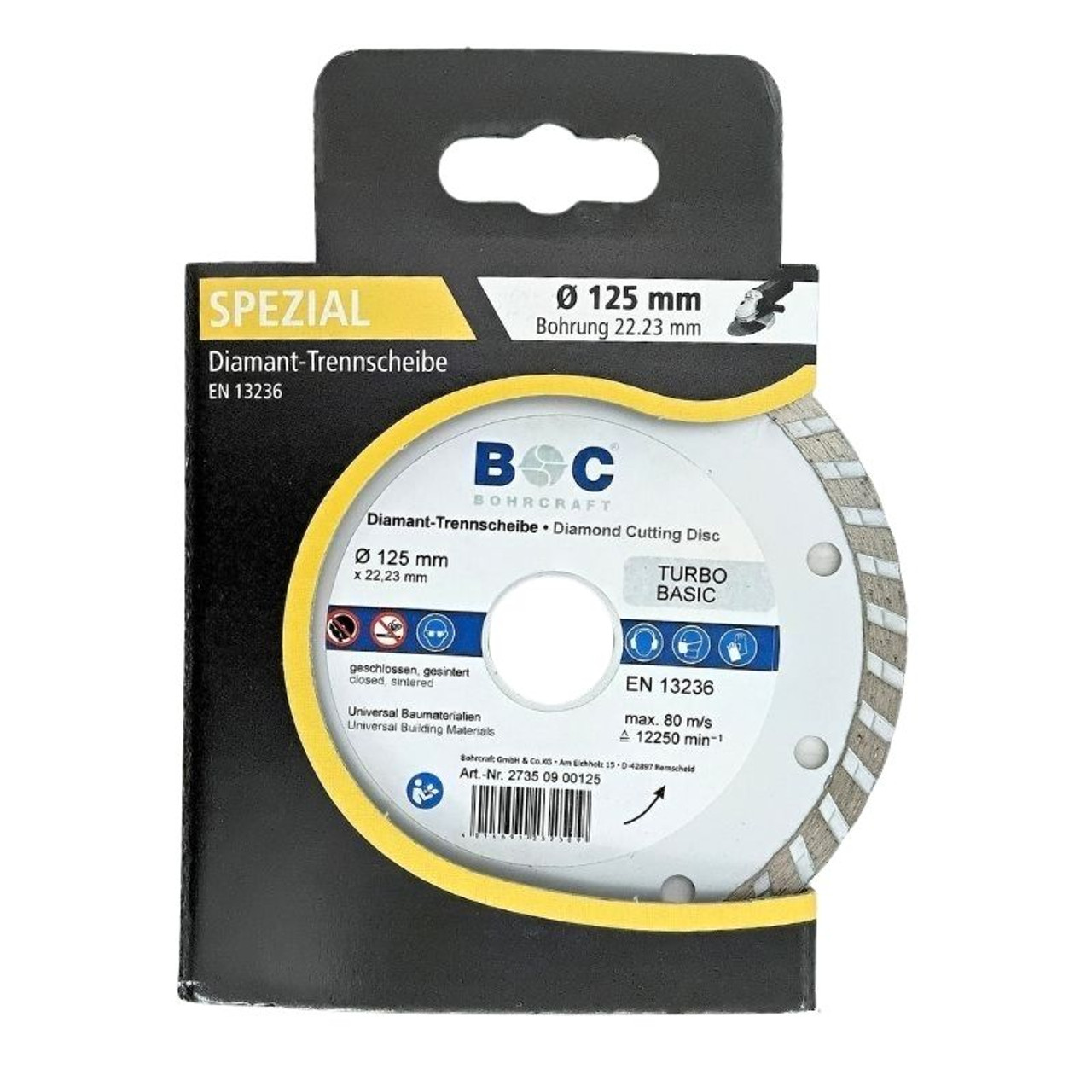 The BOHRCRAFT 2735 Diamond Basic Cutting Disc is a reliable, all-purpose cutting solution for mineral-based materials. With a 125mm diameter, it provides dependable performance for everyday cutting.