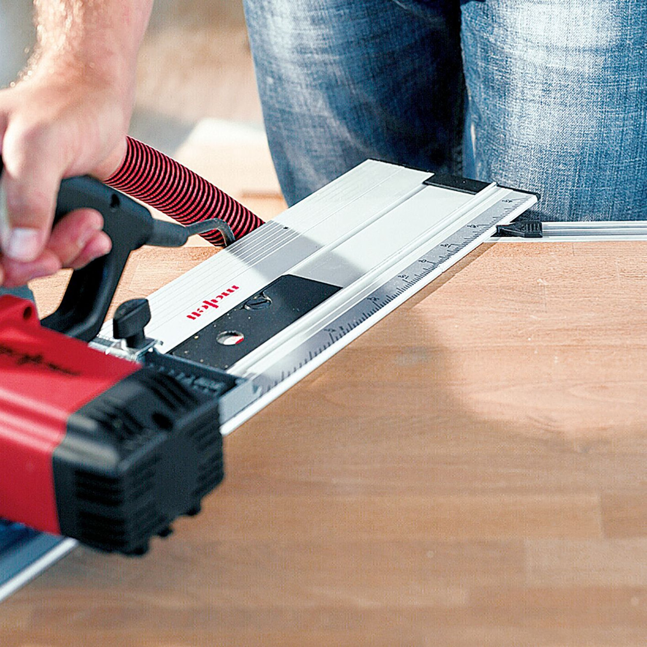Achieve precise angle cuts with the Mafell Angular Stop F-WA for guide rails, available from Craftsman Hardware in Melbourne Australia