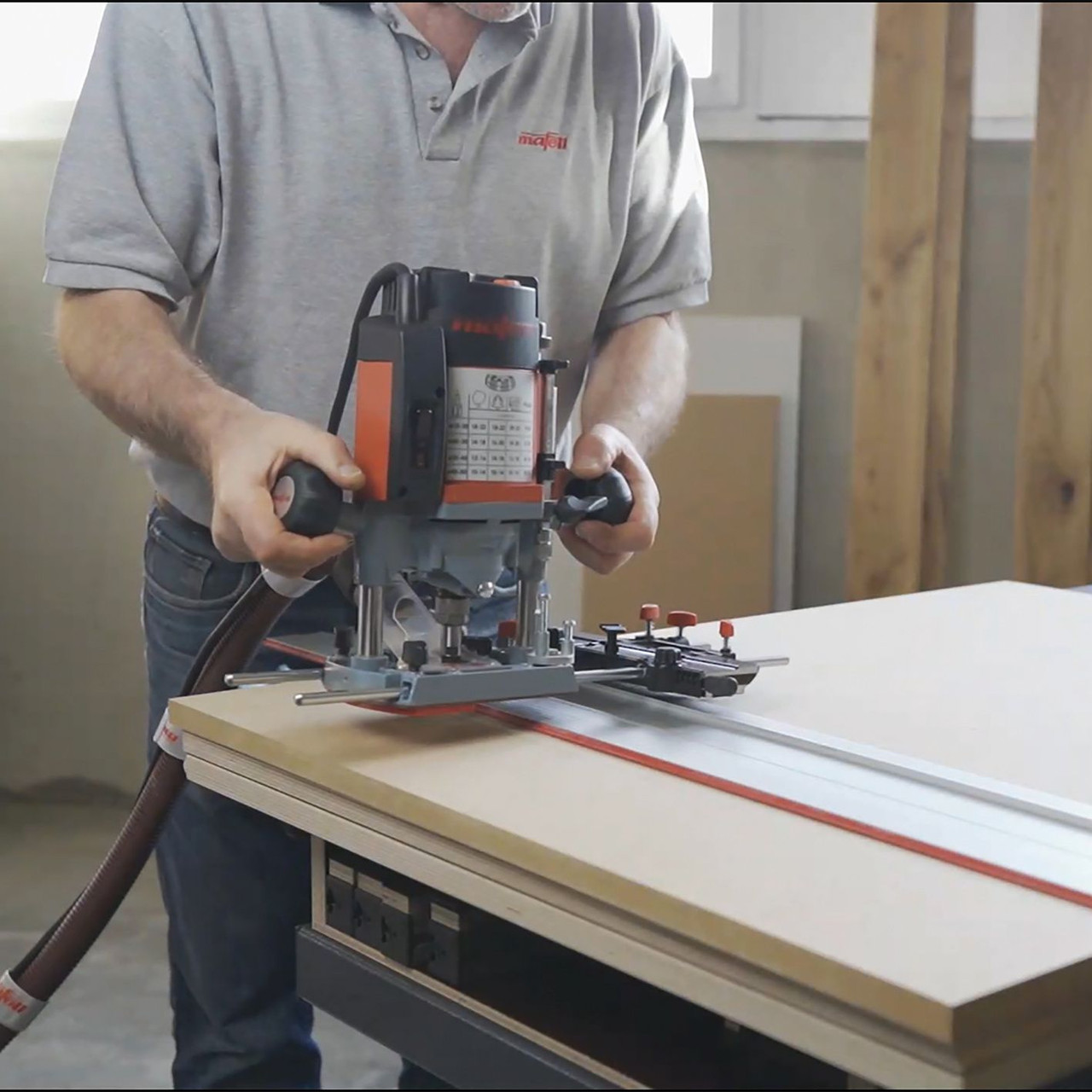 Enhance your routing precision with the MAFELL LO-FA Router Adapter for Guide Rails.