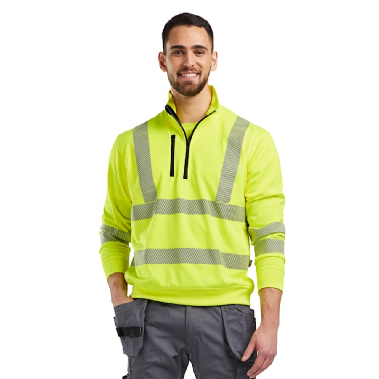 BLAKLADER Pullover  3564  with  for BLAKLADER Pullover  | 3564  High Vis Yellow 1/4 Zip Pullover in Reflective Tape Polyester that have 1/4 Zip  available in Australia and New Zealand