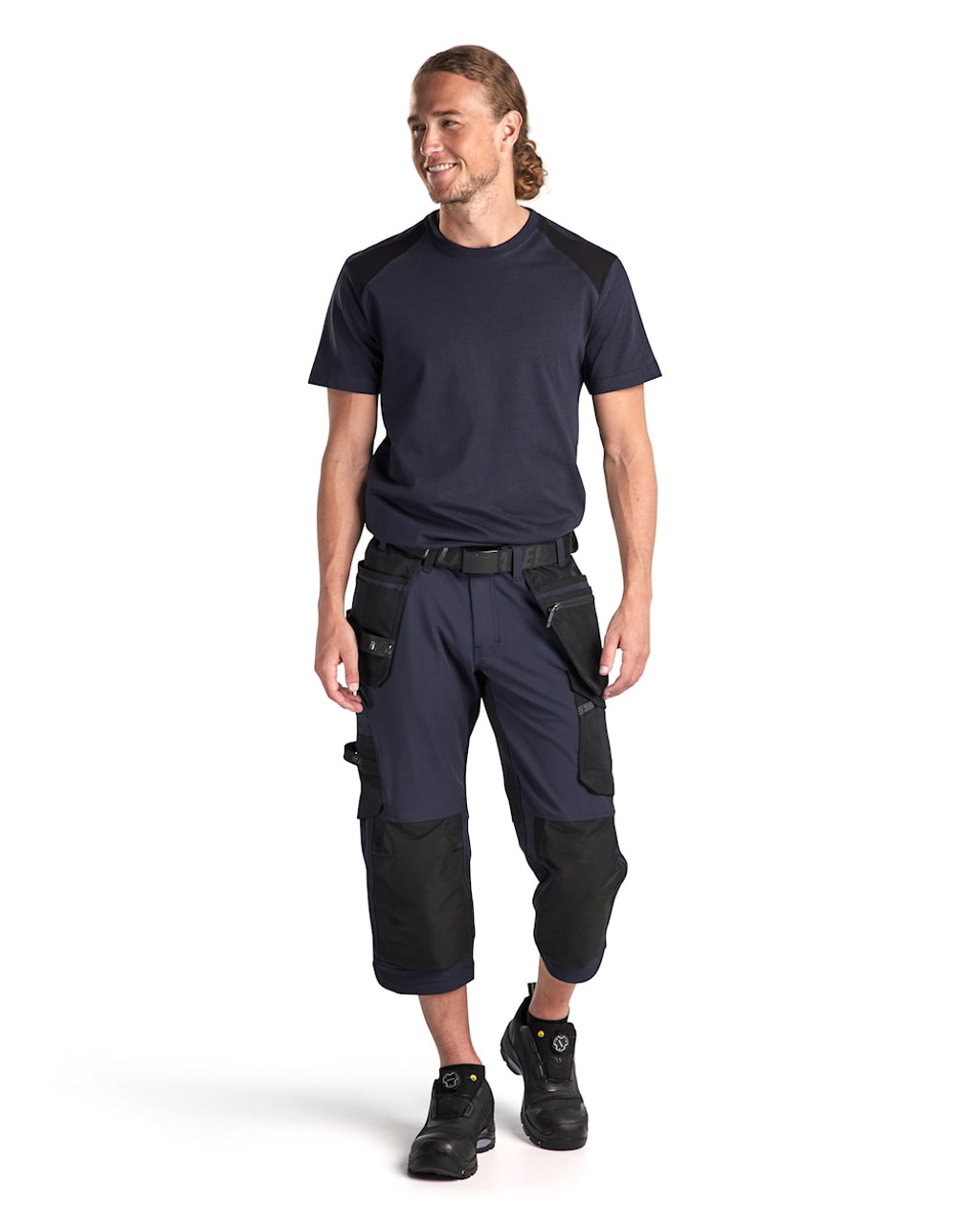 BLAKLADER Shorts 1521 with Kneepad Pockets  for BLAKLADER Shorts | 1521 Mens Craftsman Dark Navy Blue Shorts with Kneepad Pockets Holster Pockets 4-Way Stretch that have Configuration available in Carpentry