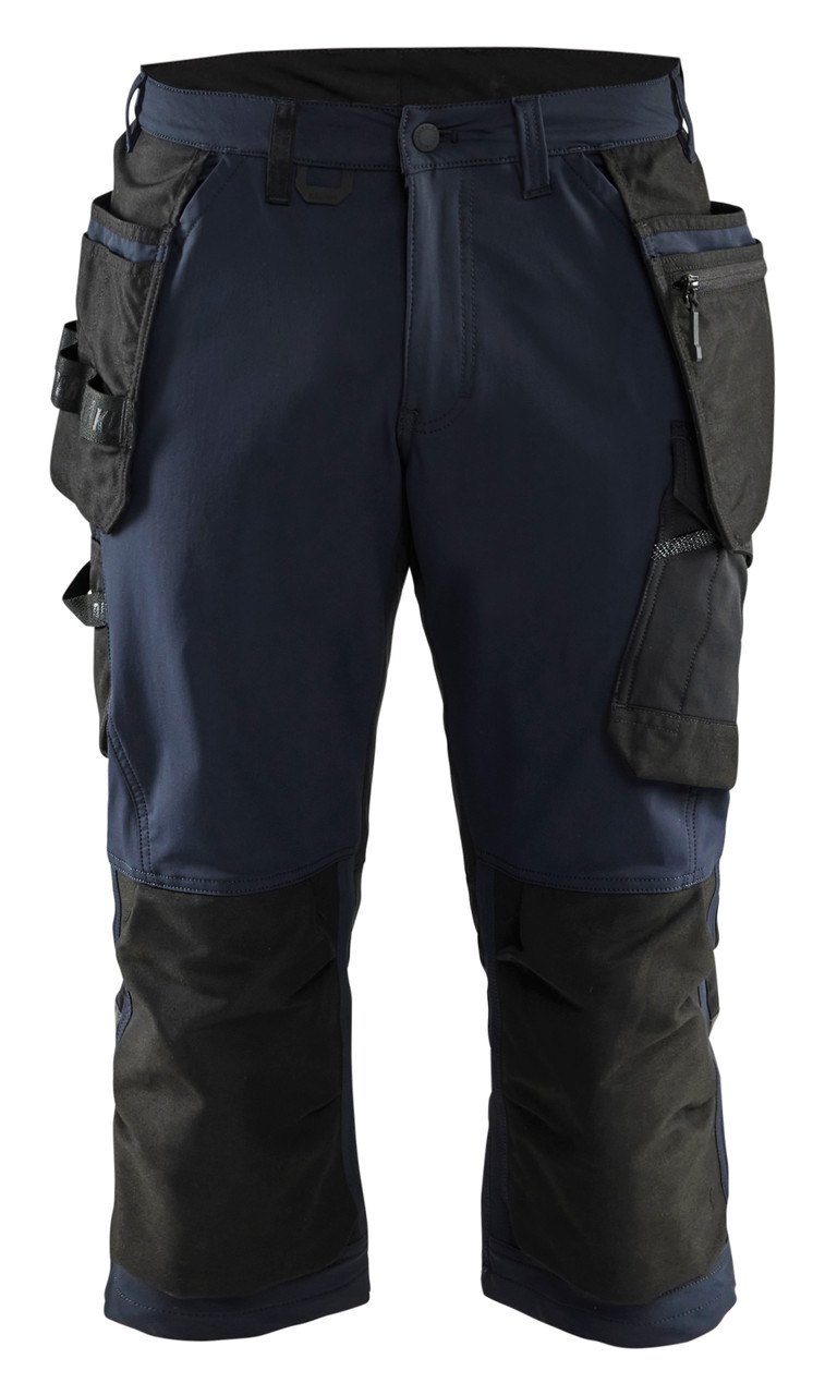 BLAKLADER Shorts 1521 with Kneepad Pockets  for BLAKLADER Shorts | 1521 Mens Craftsman Dark Navy Blue Shorts with Kneepad Pockets Holster Pockets 4-Way Stretch that have Configuration available in Carpentry