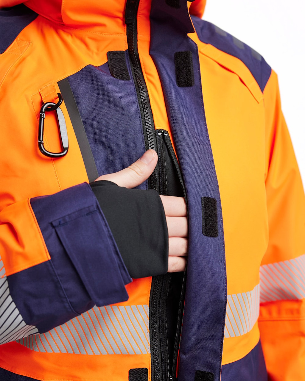 Upgrade your workwear with the High Vis Orange Blaklader Workwear jacket, ideal for all seasons with Windproof and Waterproof.