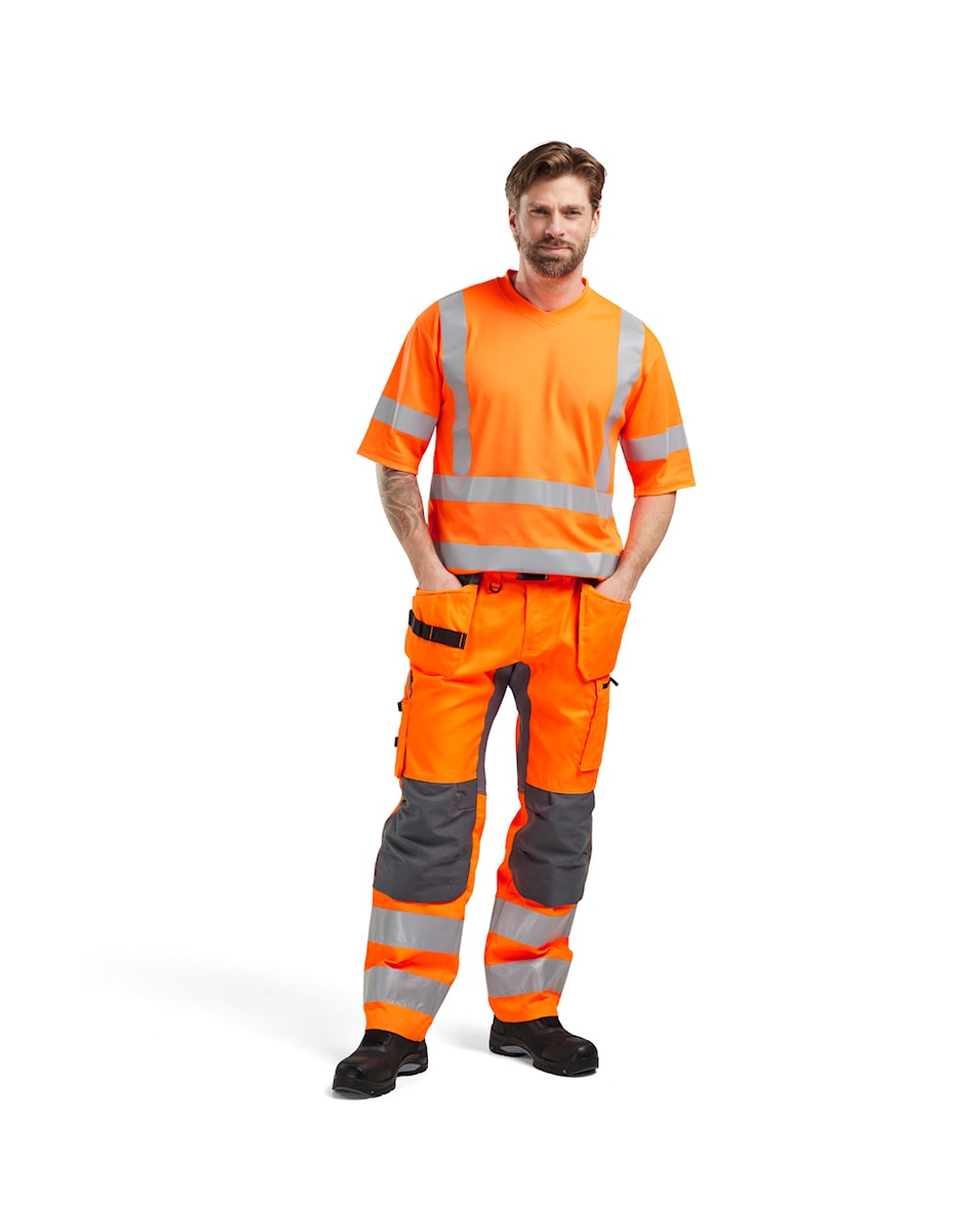 BLAKLADER T-Shirt  3380  with  for BLAKLADER T-Shirt  | 3380  High Vis Orange UV Protection Short Sleeve T-Shirt with Reflective Tape Durable Poly/Cotton Blend that have UV Protection  available in Australia and New Zealand