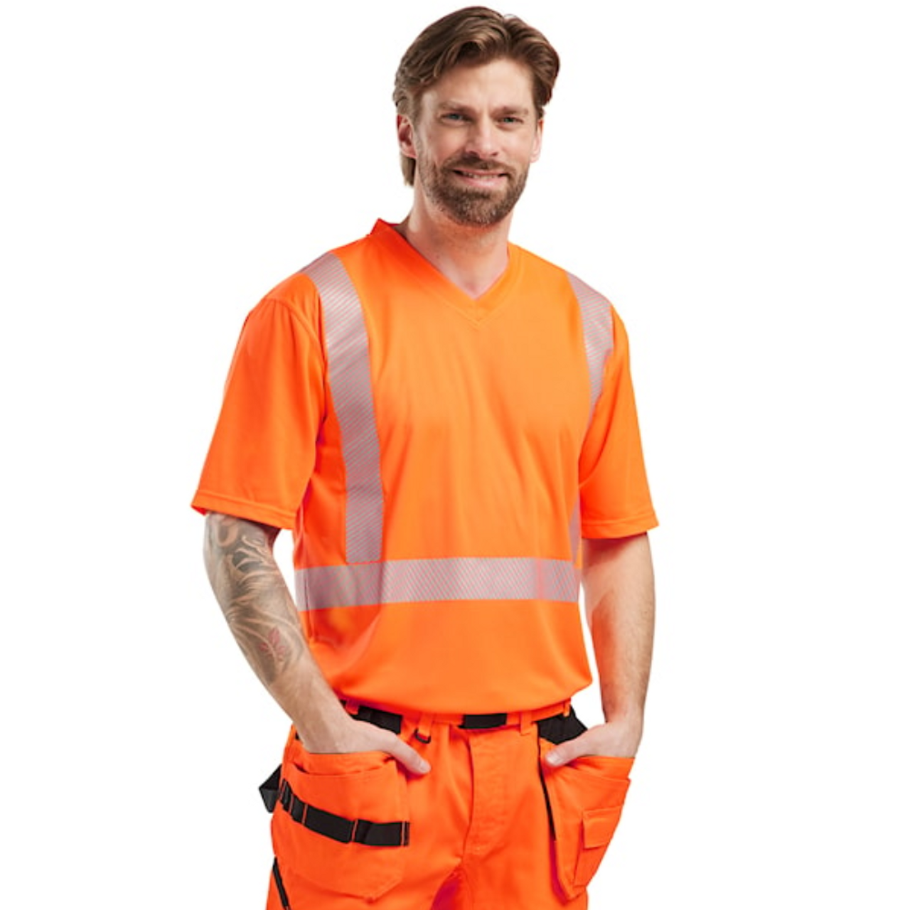 BLAKLADER T-Shirt  3386 with  for BLAKLADER
 T-Shirt  | 3386 High Vis Orange UV Protection T-Shirt with Reflective Tape Polyester that have UV Protection  available in Australia and New Zealand