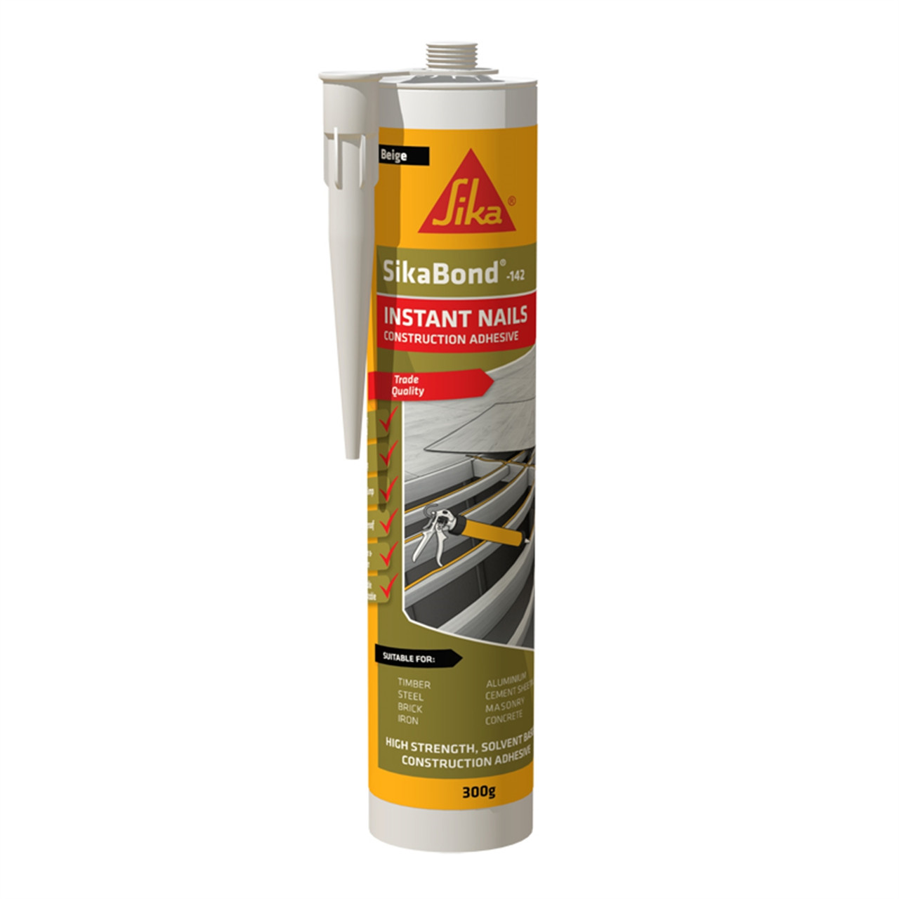 SIKA Adhesive | SIKABOND 142 Instant Nails Adhesive for Construction in 300mL Cartridge