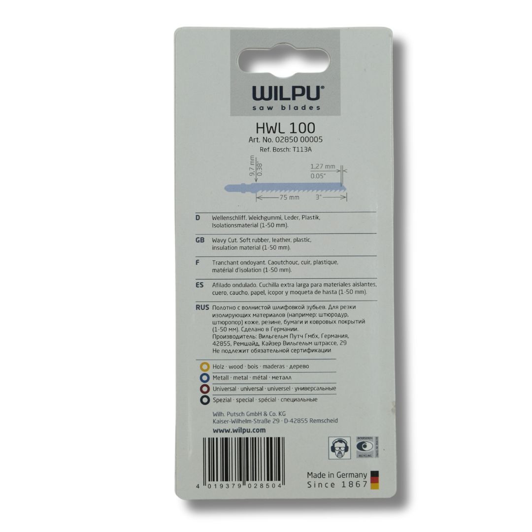 WILPU HWL 100 100mm Wave Jigsaw Blade for Insulation
