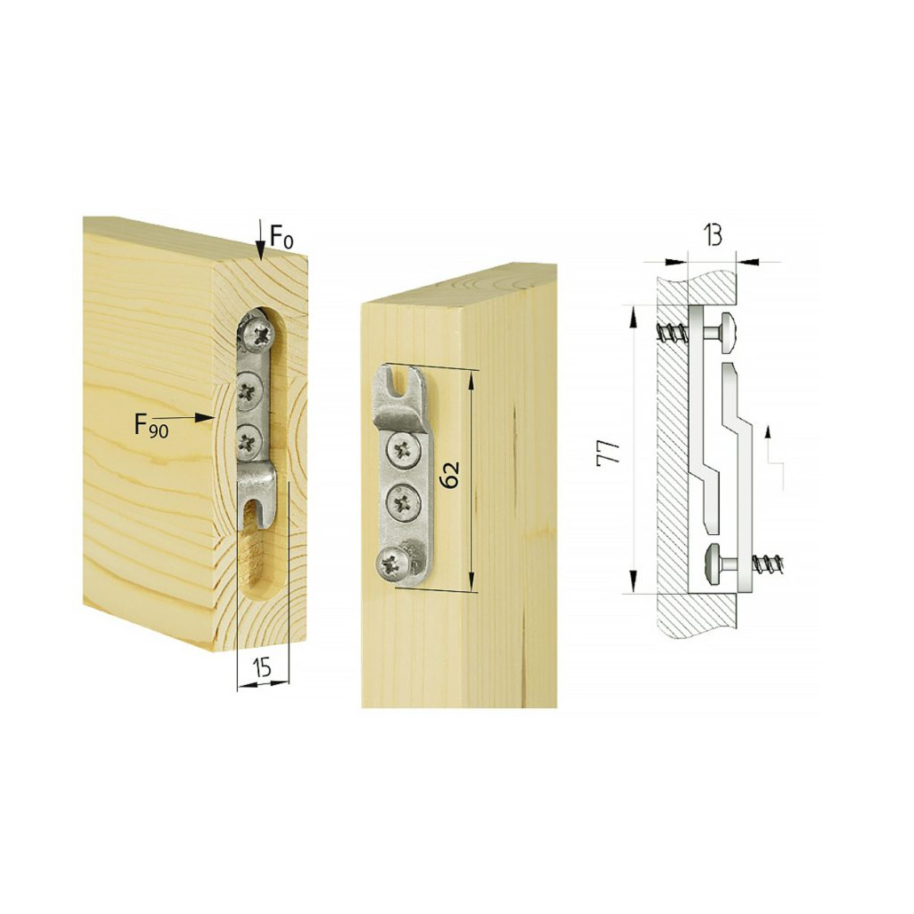 Discover the KNAPP K036 DUO 62/15 Concealed Connectors for furniture making, designed for fast and efficient assembly.