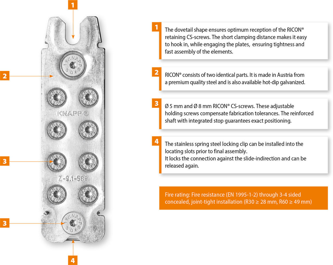 KNAPP RICON Connection RICON Single Connectors with Mounting Screws are ideal use for indoor swimming pools, riding halls, stables, and agricultural buildings. KNAPP RICON Connection RICON Single Connectors with Mounting Screws are ideal use for indoor swimming pools, riding halls, stables, and agricultural buildings.