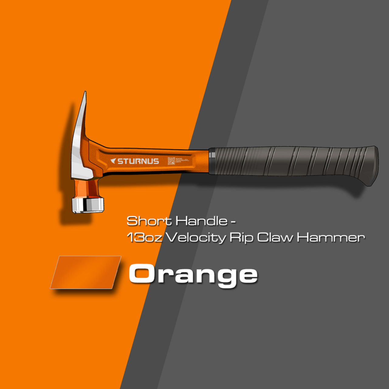 STURNUS Hammer | VELOCITY Smooth Face Orange Hammer 13oz with Short Handle