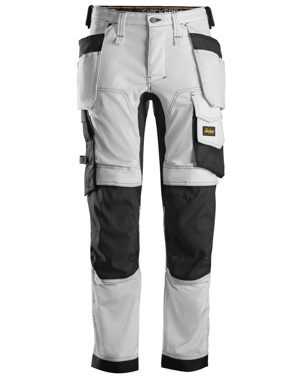 SNICKERS  6241 White Painters Trousers with Kneepad Pockets and Holster Pockets in 2-Way Stretch