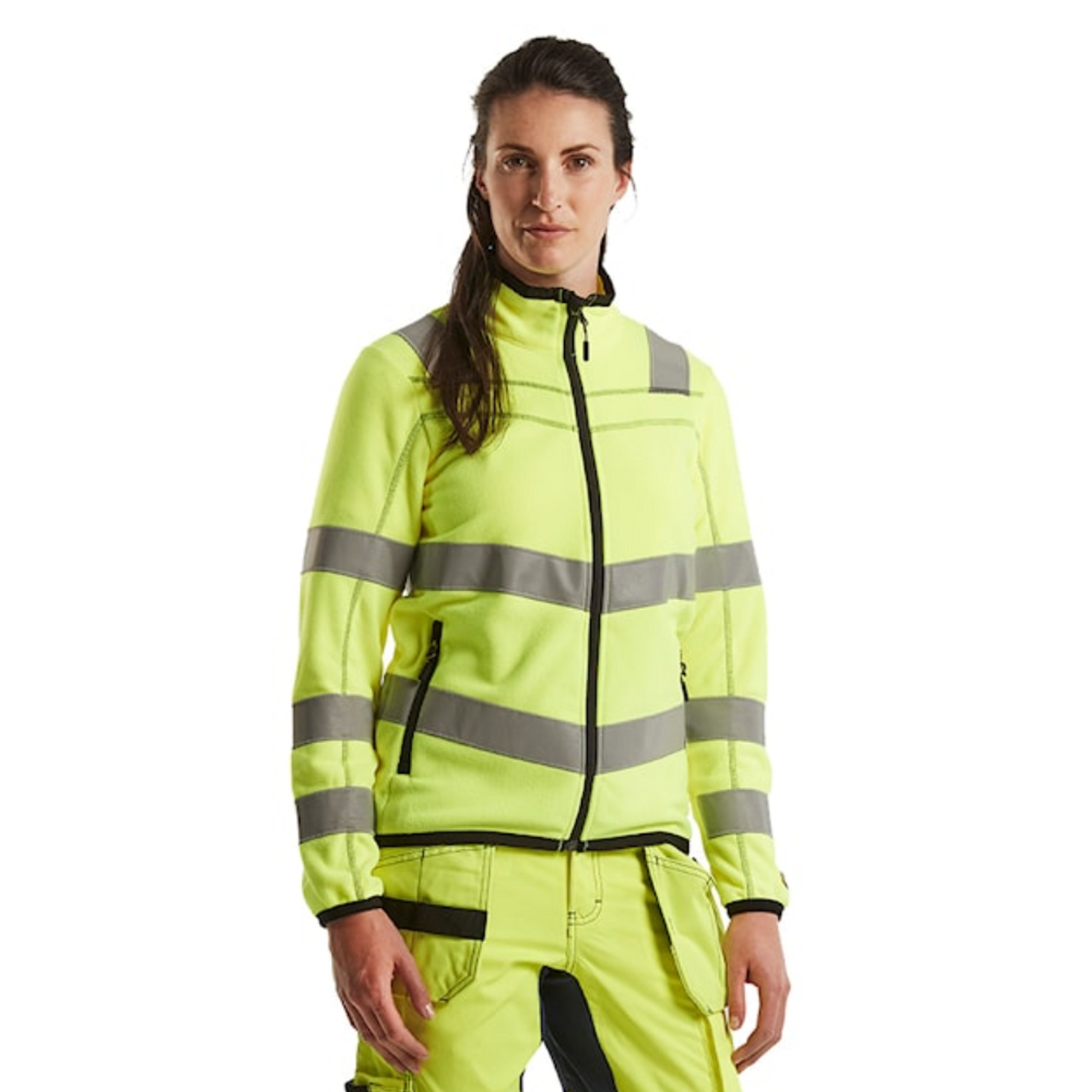 BLAKLADER Hoodie  4966  with  for BLAKLADER Hoodie  | 4966 Womens High Vis Yellow Full Zip Hoodie with Reflective Tape Polyester Fleece that have Full Zip  available in Australia and New Zealand