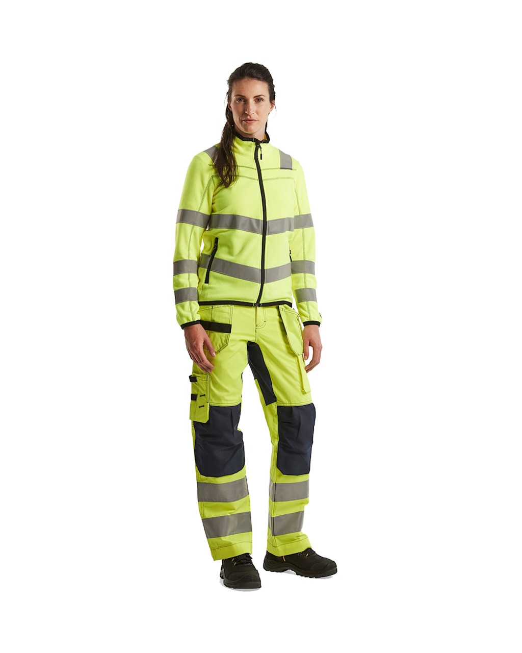 BLAKLADER Hoodie  4966  with  for BLAKLADER Hoodie  | 4966 Womens High Vis Yellow Full Zip Hoodie with Reflective Tape Polyester Fleece that have Full Zip  available in Australia and New Zealand