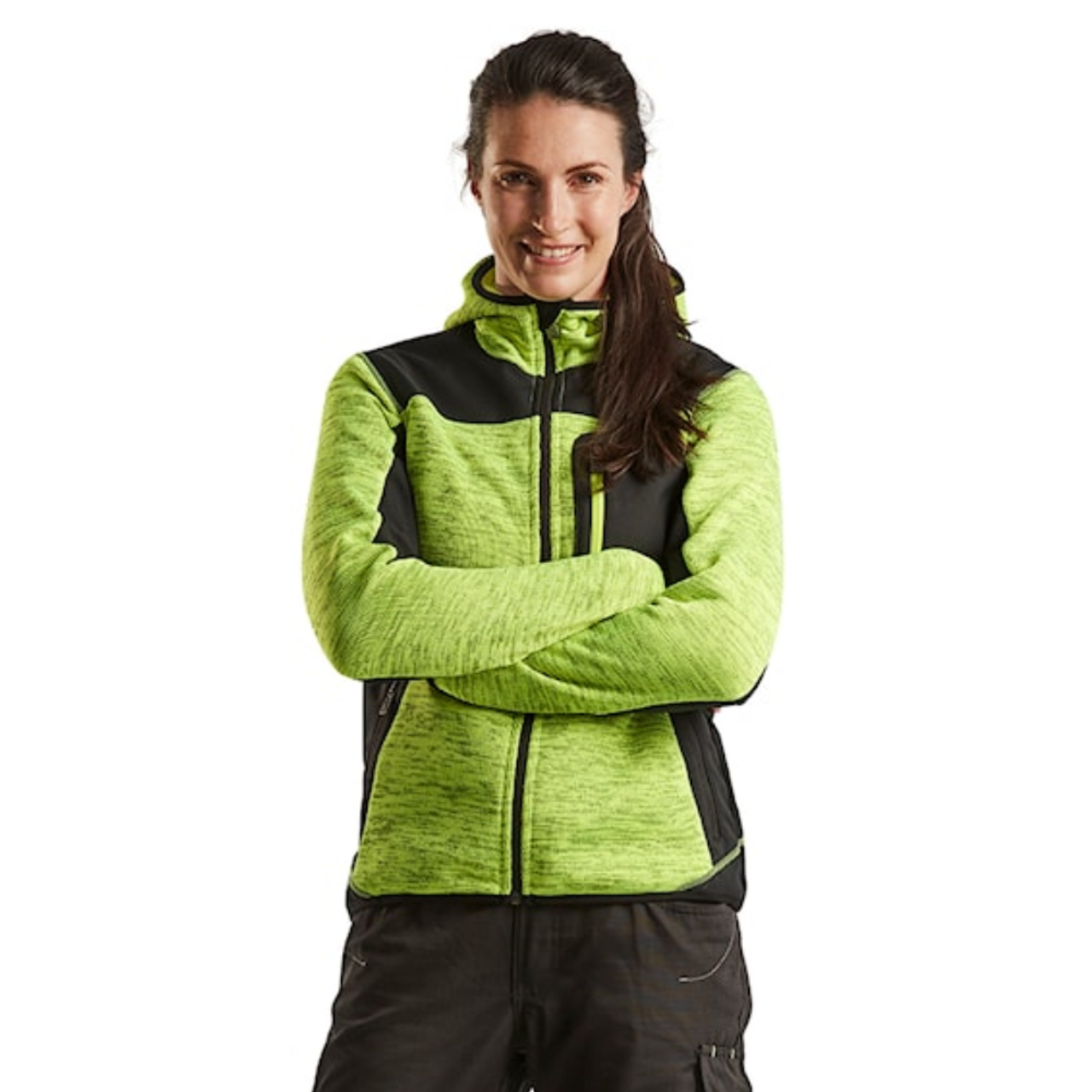 BLAKLADER Jacket | 4903 Womens High Vis Yellow Jacket with Full Zip Knitted in Polyester