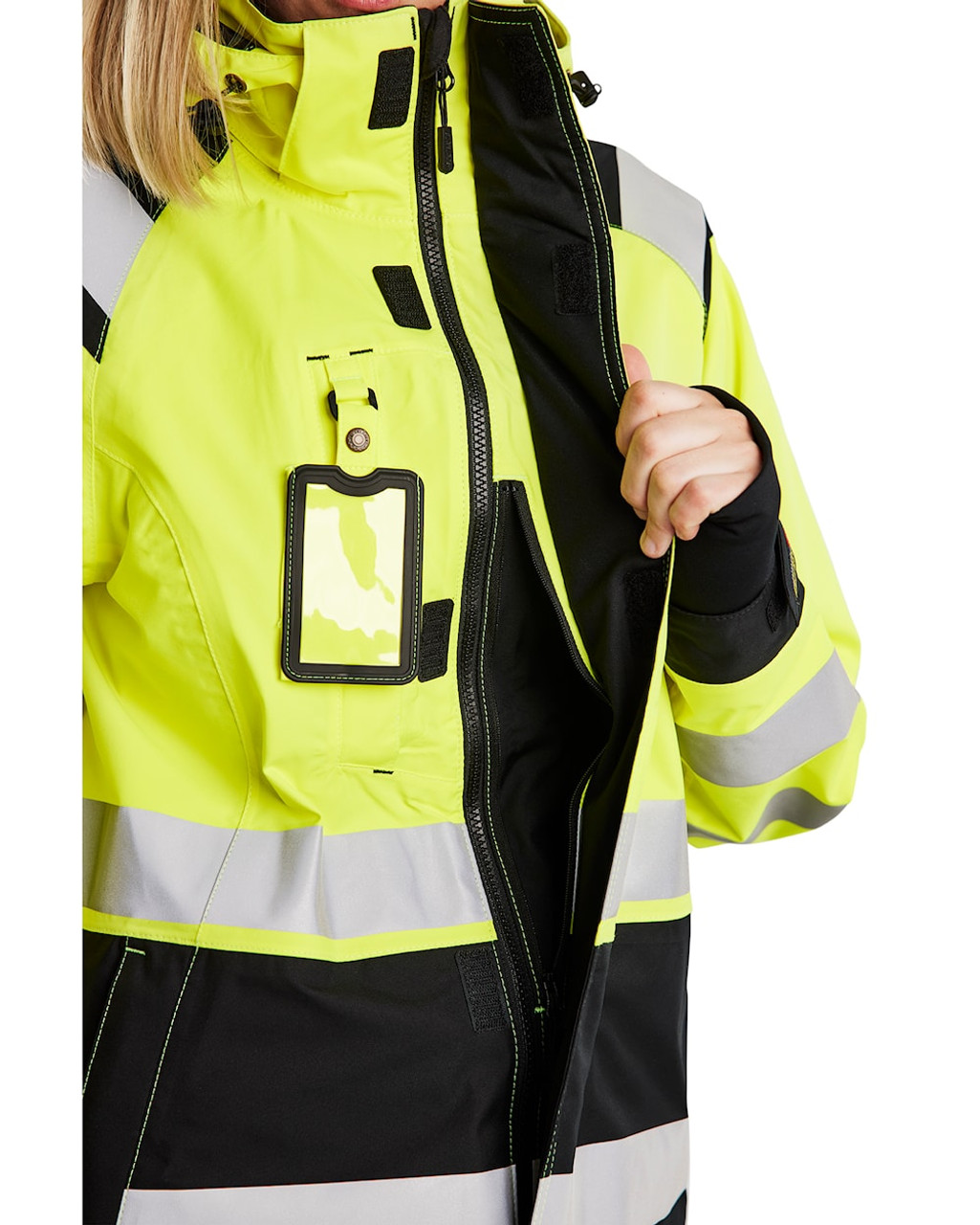 BLAKLADER Jacket | 4904 Womens High Vis Yellow /Black Jacket Waterproof with Reflective Tape in Polyester