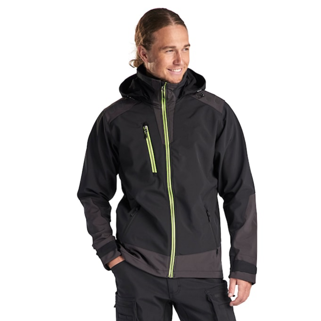 BLAKLADER Softshell Black  Jacket  for Carpenters that have Full Zip Waterproof  available in Australia and New Zealand