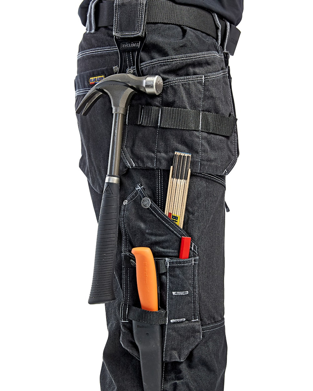 Buy online in Australia BLAKLADER 2-Way Stretch Black Trousers for Electricians that are looking for comfortable work trousers.