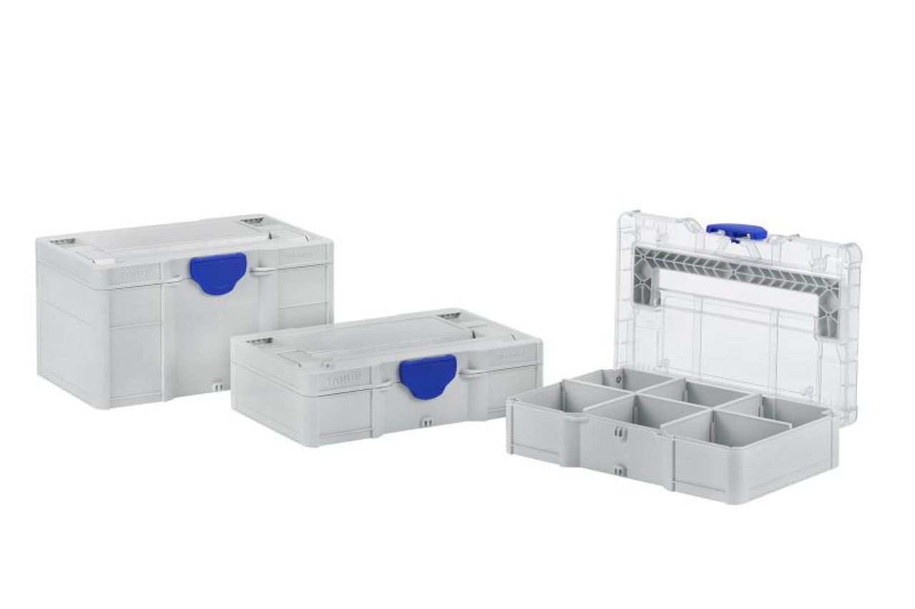 TANOS S76 Light Grey Systainer³ with a clear transparent lid enhancing organization and accessibility TANOS S76 Light Grey Systainer³ with a clear transparent lid enhancing organization and accessibility