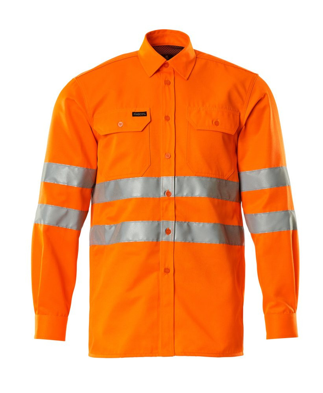 MASCOT Shirt | 06004 High Vis Orange Shirt with Reflective Tape in Durable Poly/Cotton Blend