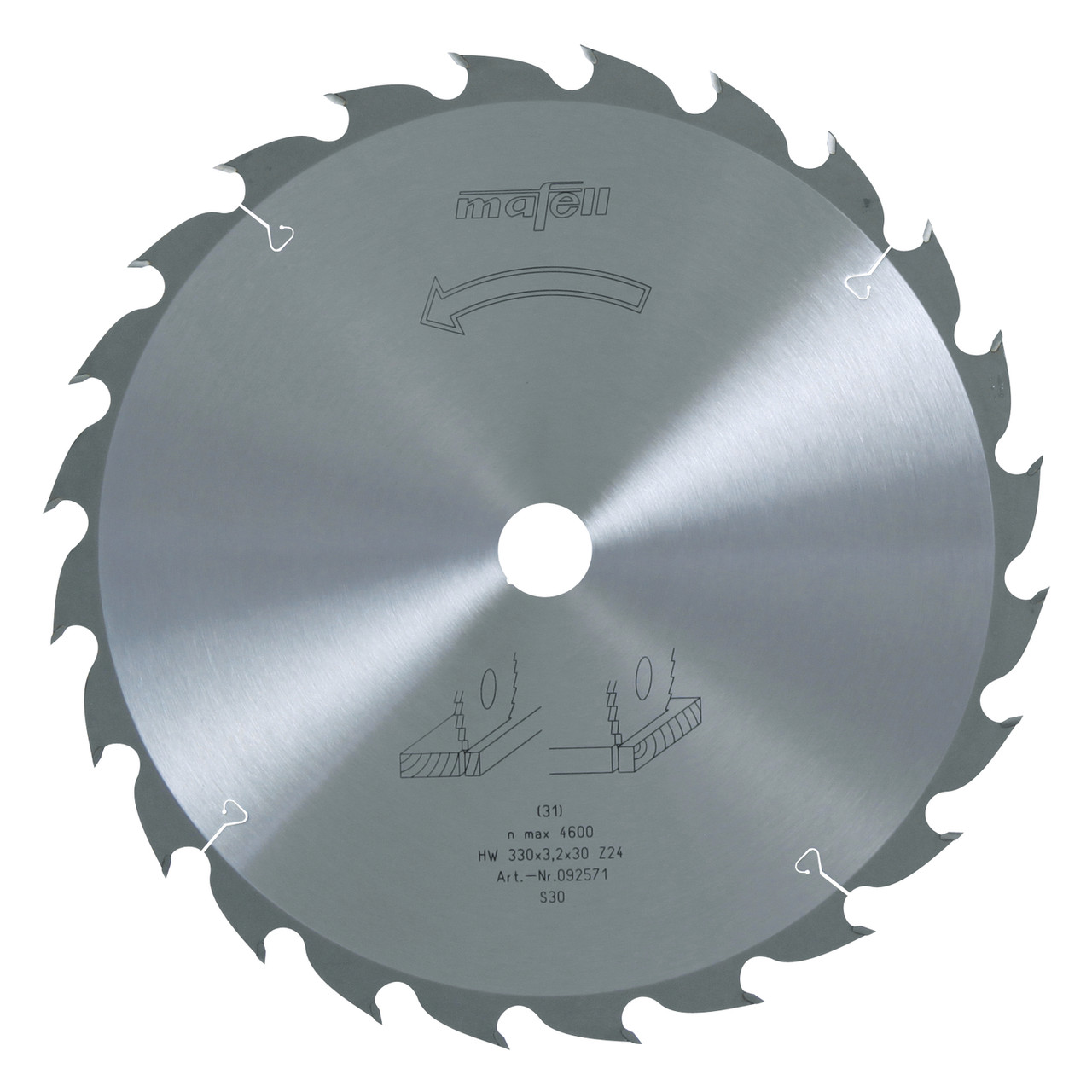 The MAFELL 330mm Circular Saw Blades with a 30mm bore are expertly designed for use with hand-held circular saws