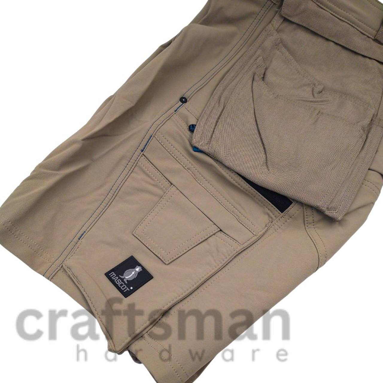 MASCOT Shorts | 17149 Khaki Shorts with Holster Pockets in 4-Way Stretch