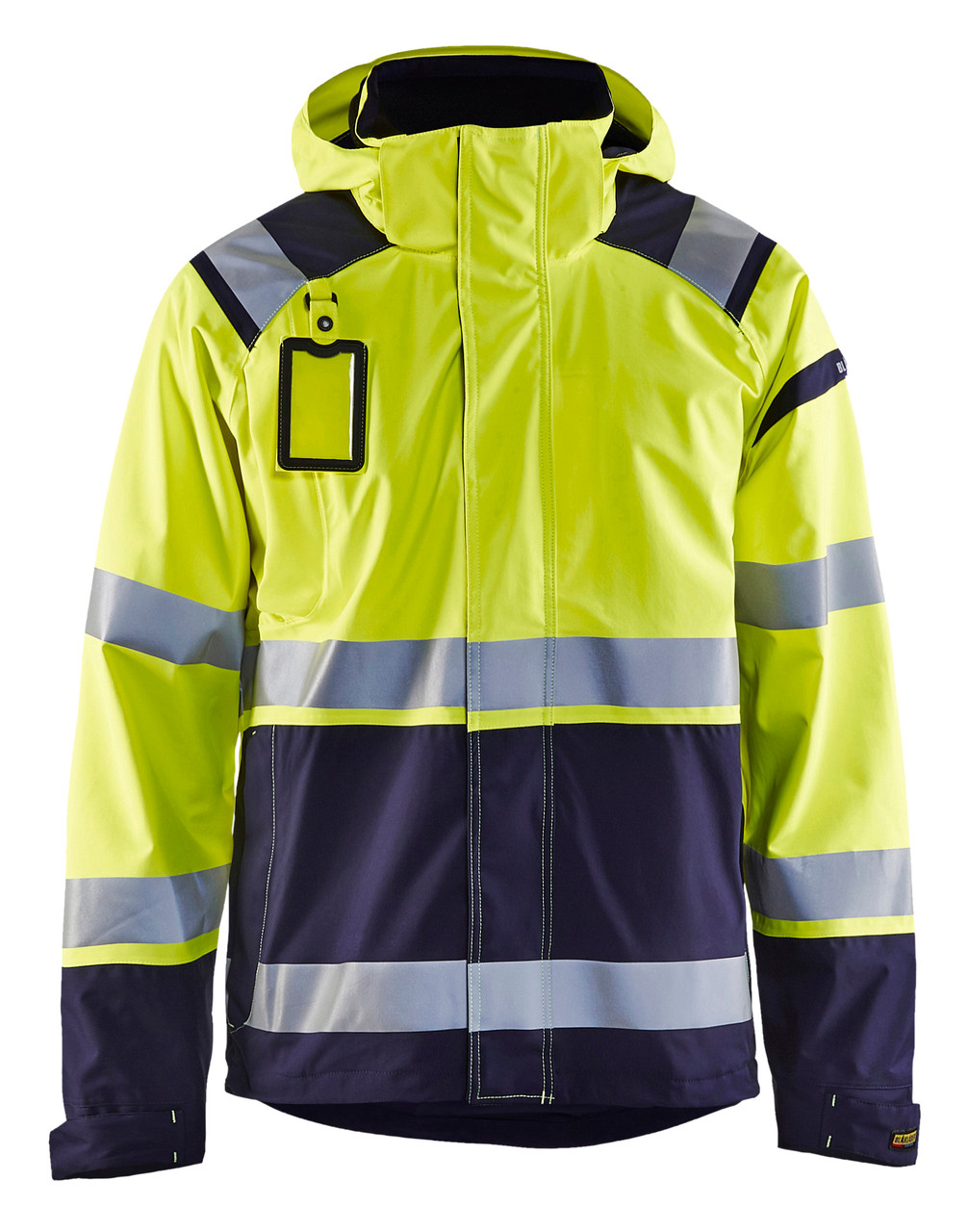 BLAKLADER 4987 Mens High Vis Yellow /Navy Blue Jacket with Reflective Tape and Full Zip designed for all-day comfort and safety.