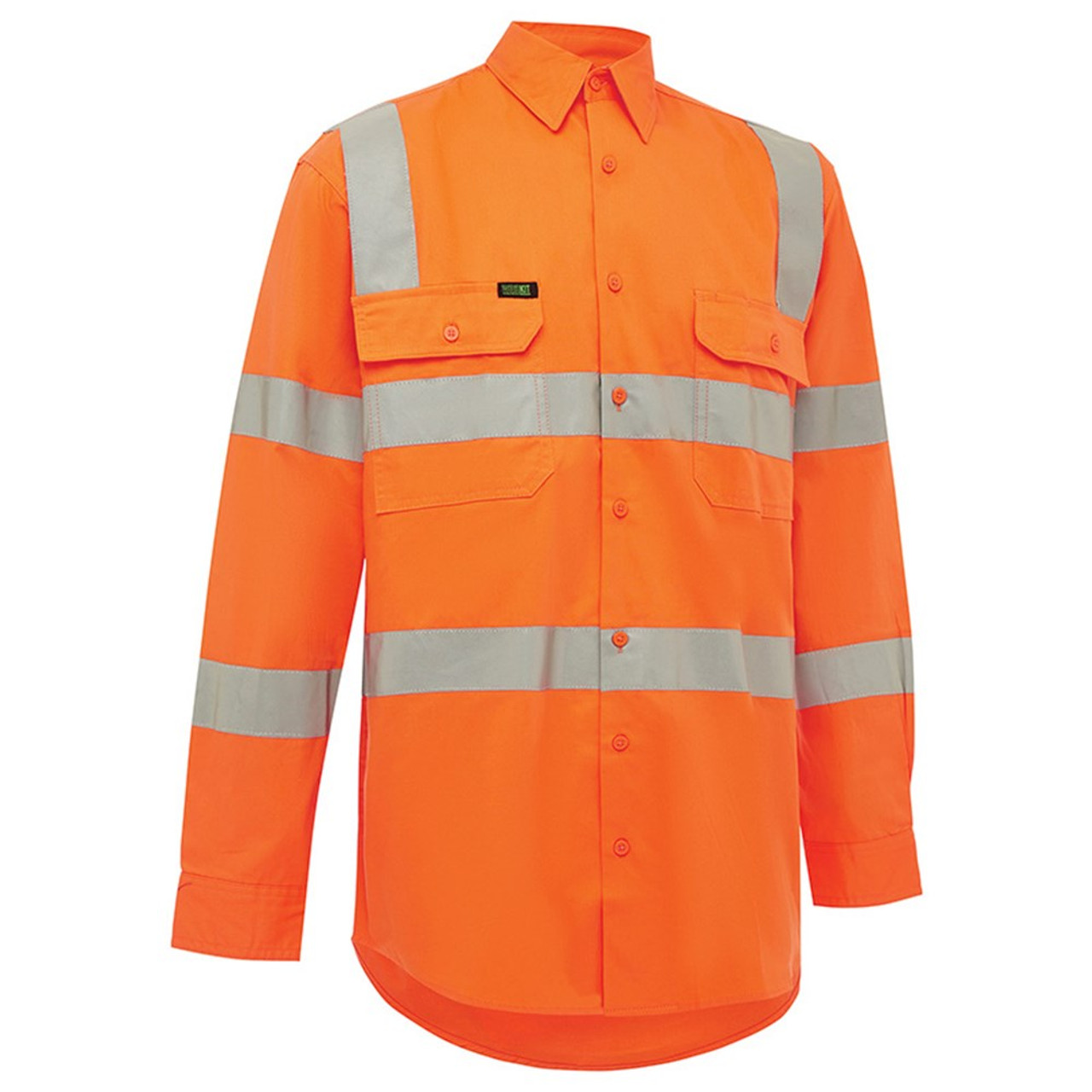 WORKIT Shirt | 2035 VIC RAIL High Vis Orange Shirt with Reflective Tape and in Cotton