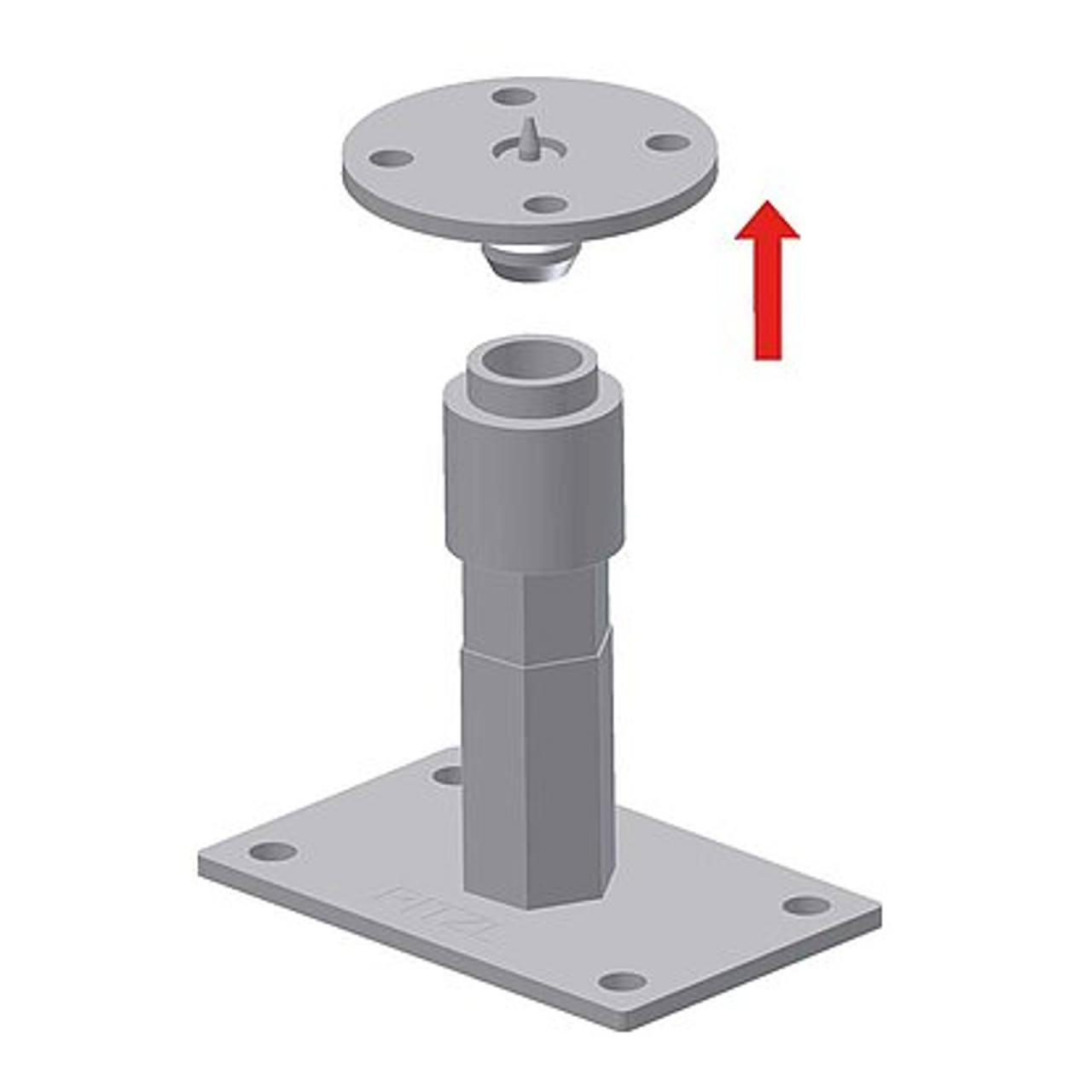 PITZL Post Base remains height-adjustable even under heavy loads, and the addition of lock nuts enhances the rigidity of the connection.