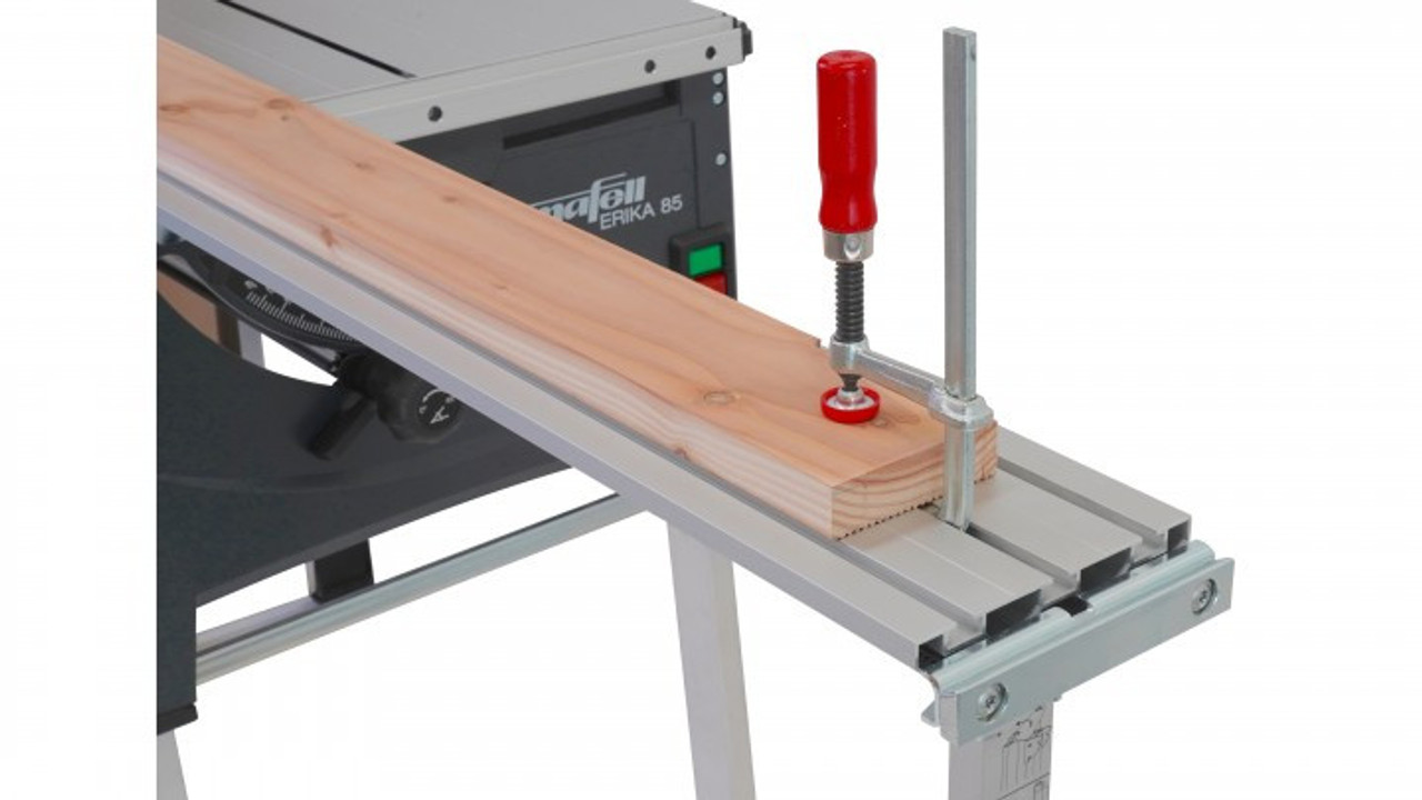 Enhance your Mafell Erika 70/85 with the RUWI Table Extension 103cm—a must-have for precise sawing of large workpieces.