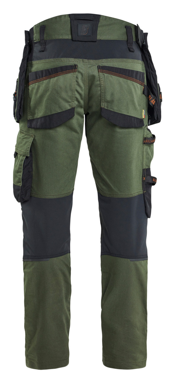 BLAKLADER Trousers | 1970 Craftsman Forest Green / Rust Trousers with Holster Pockets and Kneepad Pockets in Cordura with Stretch BLAKLADER Trousers | 1970 Craftsman Forest Green / Rust Trousers with Holster Pockets and Kneepad Pockets in Cordura with Stretch