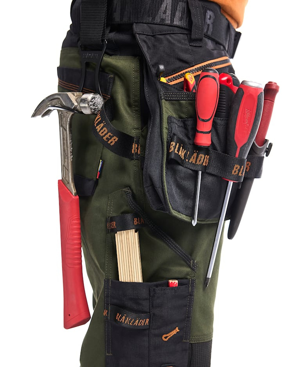 BLAKLADER Trousers | 1970 Craftsman Forest Green / Rust Trousers with Holster Pockets and Kneepad Pockets in Cordura with Stretch BLAKLADER Trousers | 1970 Craftsman Forest Green / Rust Trousers with Holster Pockets and Kneepad Pockets in Cordura with Stretch