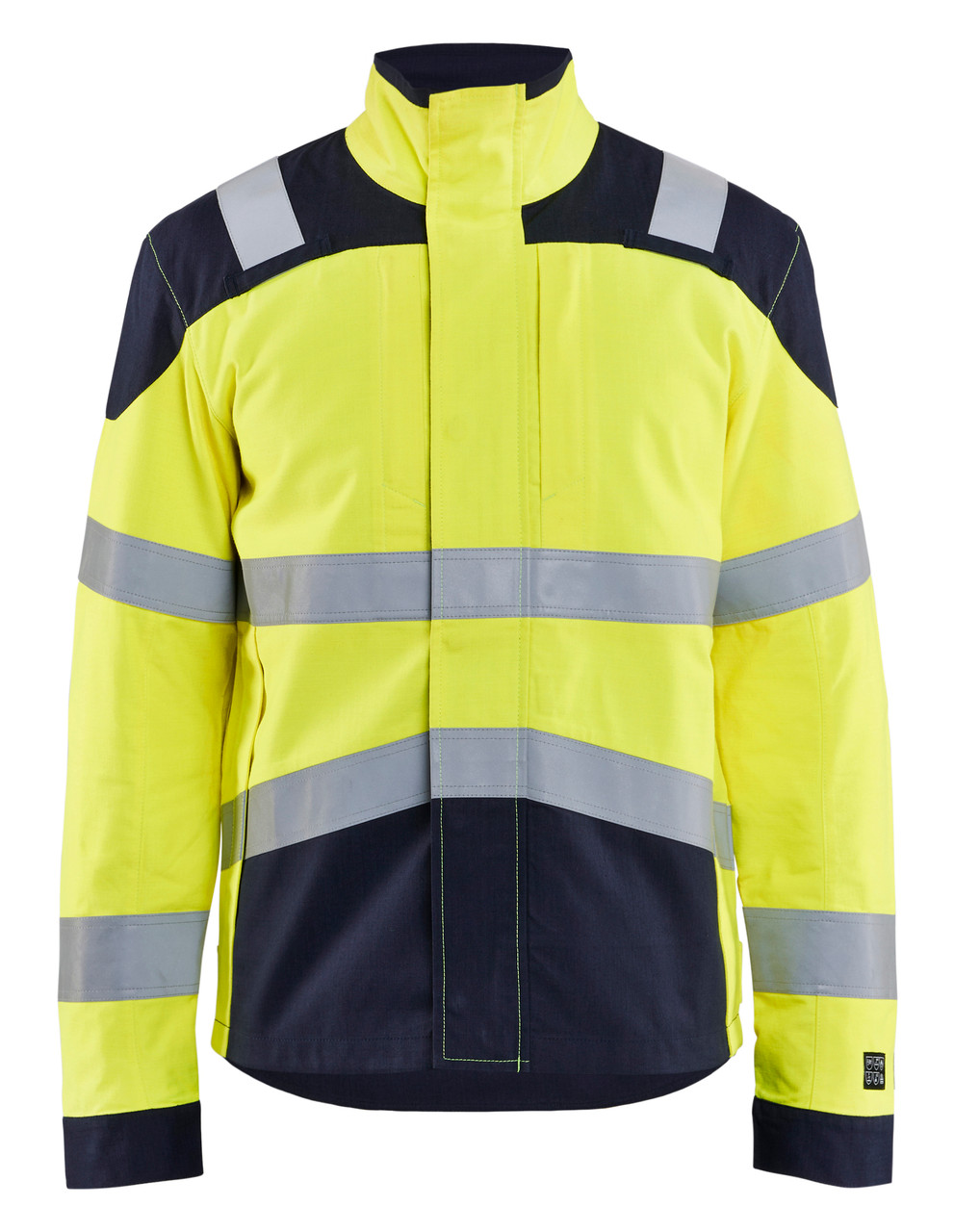 Upgrade your workwear with the High Vis Yellow Blaklader Workwear jacket, ideal for all seasons with Flame Resistant and Anti-Static.