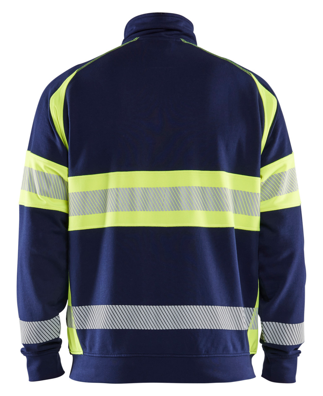 Stay cozy and stylish with this Navy Blue Blaklader work sweater, model 3551 with Reflective Tape.