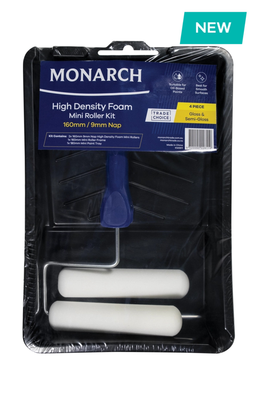 MONARCH Paint Kit 160mm/9mm High Density Foam MINI Roller Paint Kit 4 Pieces