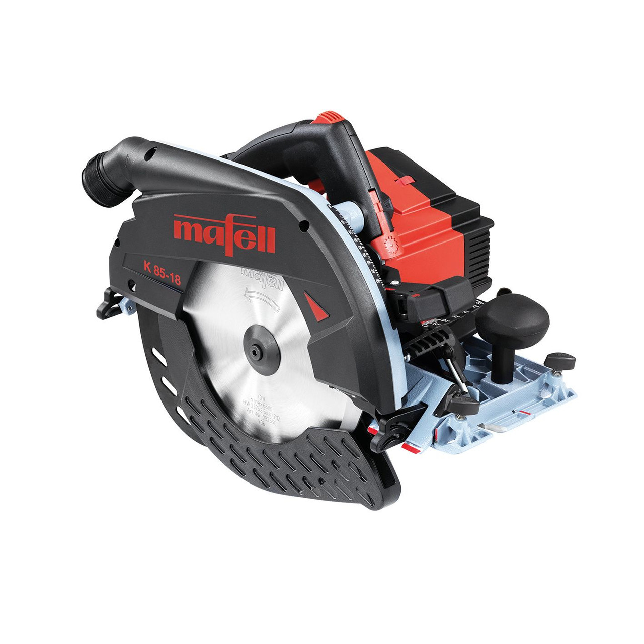 The MAFELL K 85-18 is a powerful cordless circular saw designed for the woodworking industry