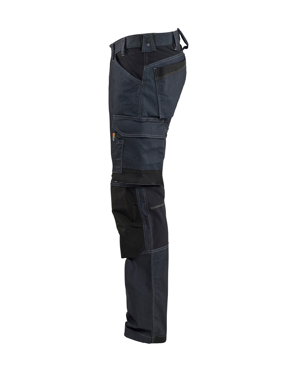 Built by BLAKLADER, the Work Pants model 1751 in Navy Blue features Kneepad Pockets, offering , and crafted from Denim with Stretch to work as hard as you do.