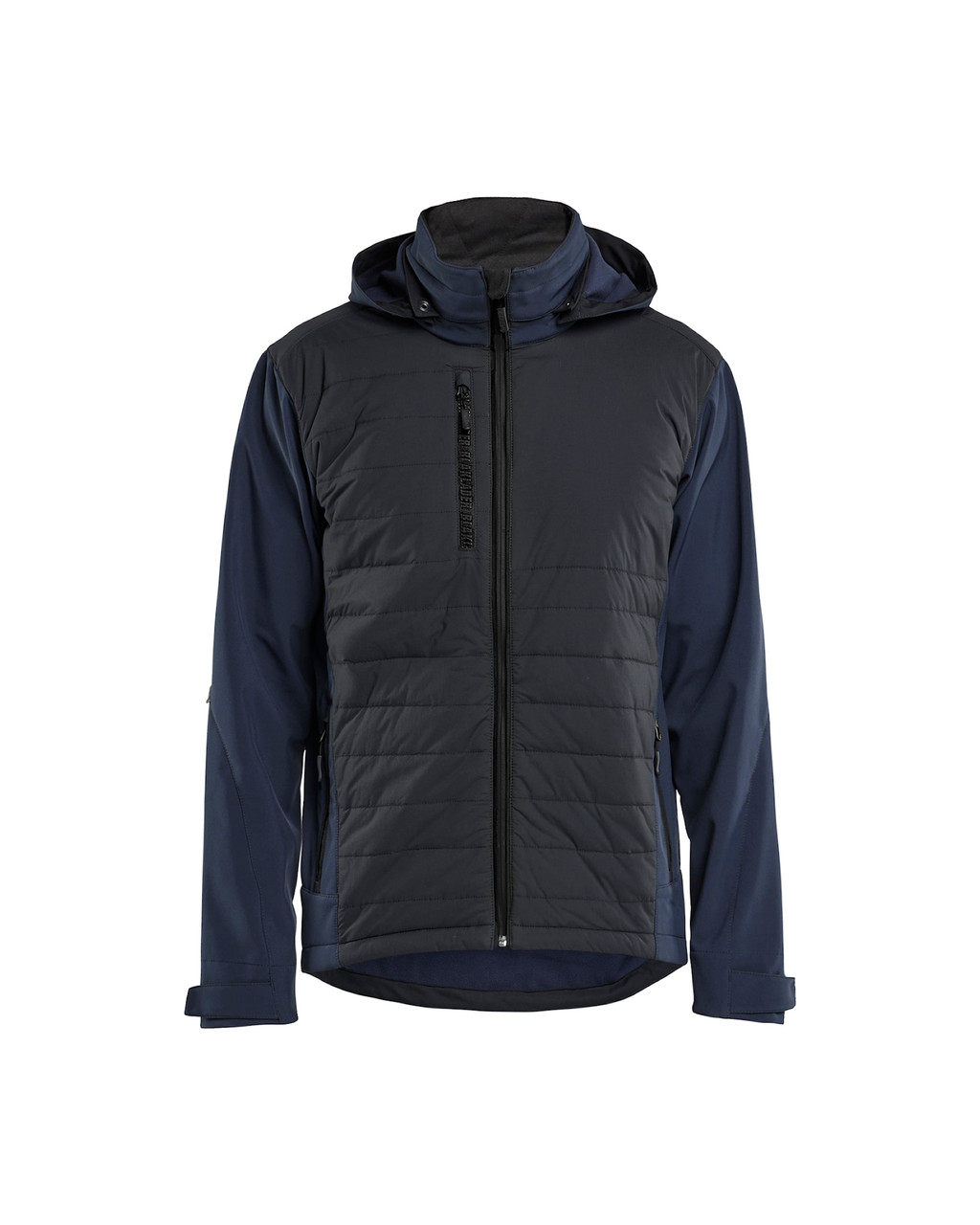 Engineered by BLAKLADER, the Jacket model 4743 in Navy Blue/Black features Hybrid, provides Waterproof, and uses Softshell to keep you moving outside.