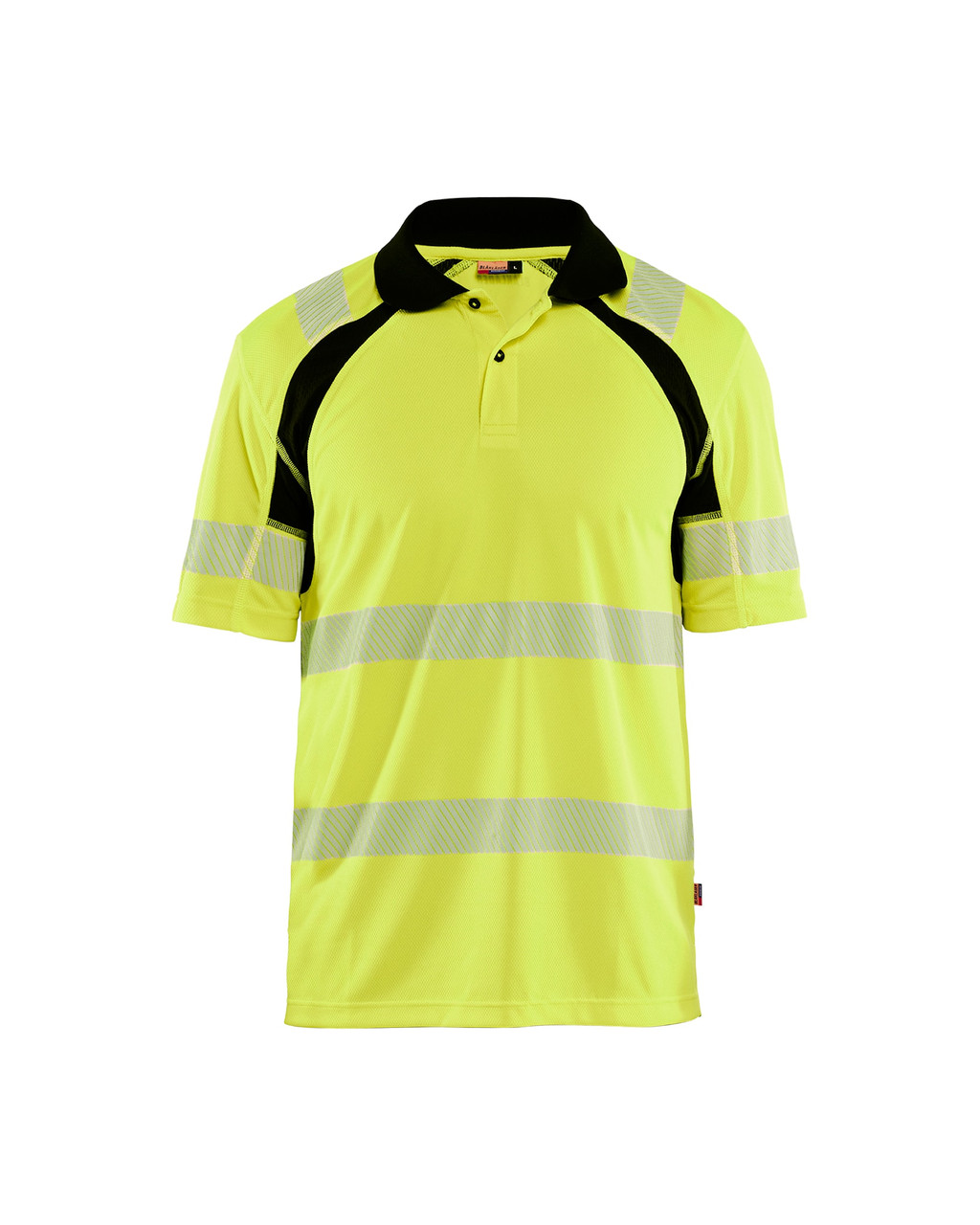 BLAKLADER Polo Shirt | 3595 High Vis Yellow / Black Polo Shirt with Reflective Tape, UV Protection in Polyester