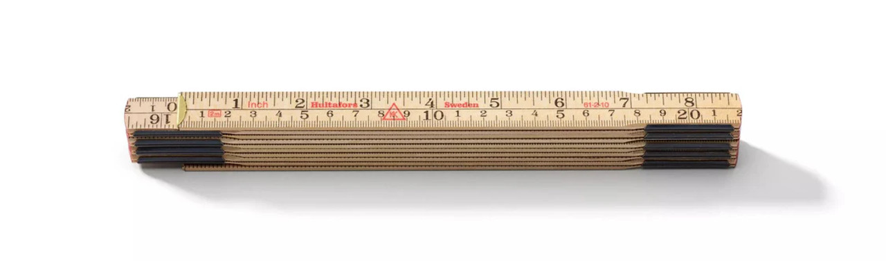 The HULTAFORS 61-2-10 Wooden Folding Ruler is a classic 2-meter measuring tool crafted from downy birch, featuring Swedish steel joints for enhanced flexibility and durability. The HULTAFORS 61-2-10 Wooden Folding Ruler is a classic 2-meter measuring tool crafted from downy birch, featuring Swedish steel joints for enhanced flexibility and durability.
