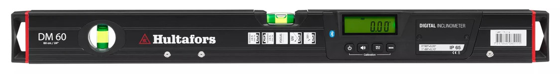 Spirit level with a digital unit mounted in a robust aluminum box profile.