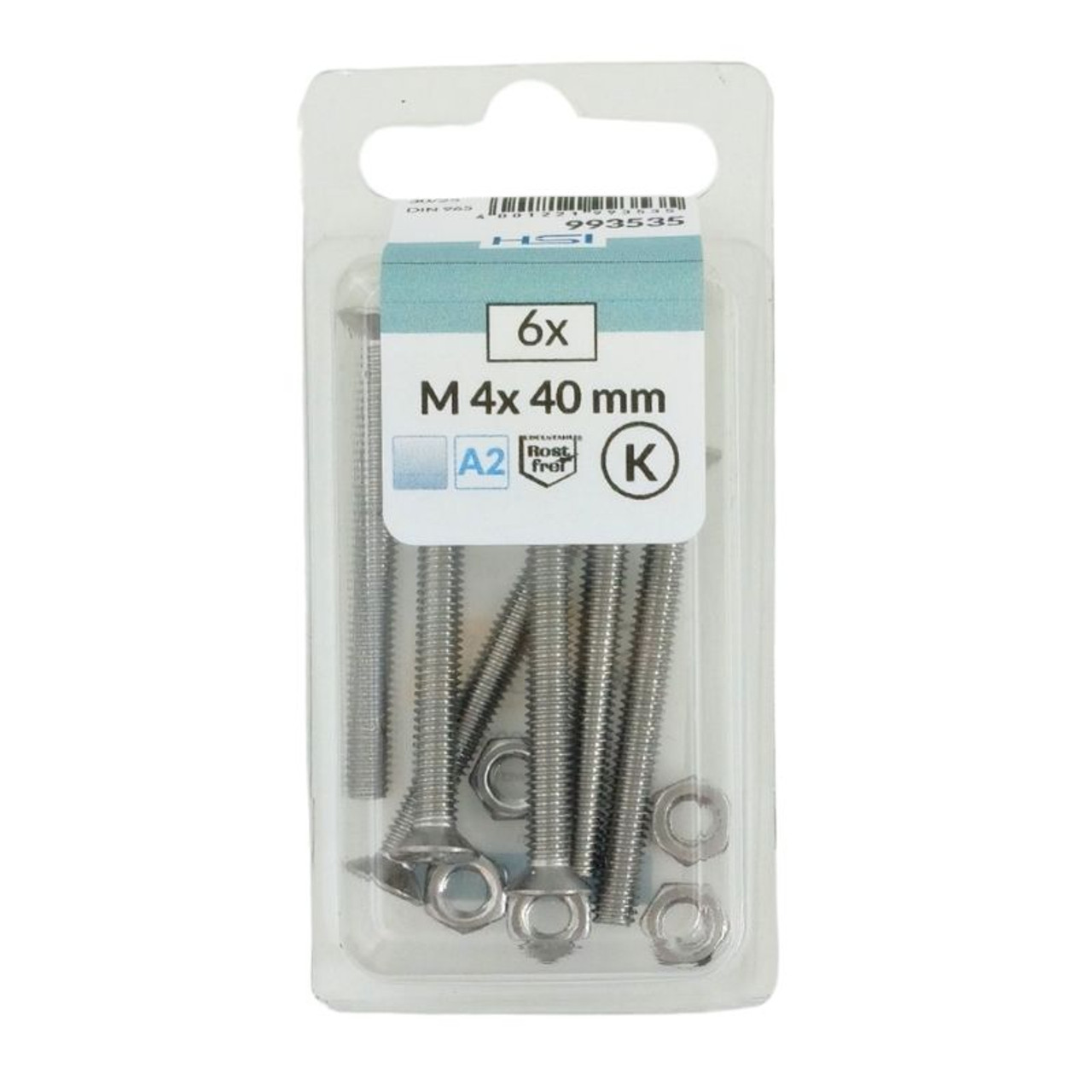 The HSI M4 x 40mm Countersunk Head Bolts with Nuts are manufactured to DIN 965 standards, ensuring precision, strength, and reliability. Made from A2 stainless steel, these bolts offer excellent corrosion resistance, making them suitable for indoor and outdoor use. The HSI M4 x 40mm Countersunk Head Bolts with Nuts are manufactured to DIN 965 standards, ensuring precision, strength, and reliability. Made from A2 stainless steel, these bolts offer excellent corrosion resistance, making them suitable for indoor and outdoor use.