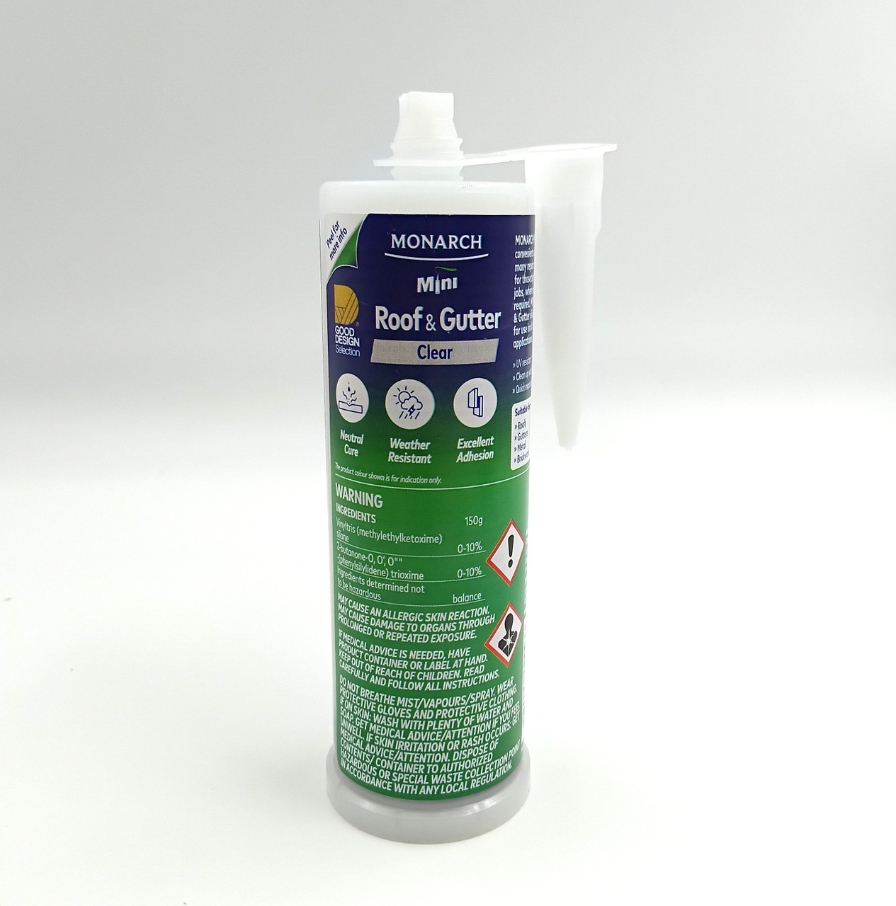 MONARCH Mini Roof & Gutter Silicone Sealant is suitable for use with a variety of materials sock as metal, brick, galvanised iron, tiles and aluminium. MONARCH Mini Roof & Gutter Silicone Sealant is suitable for use with a variety of materials sock as metal, brick, galvanised iron, tiles and aluminium.