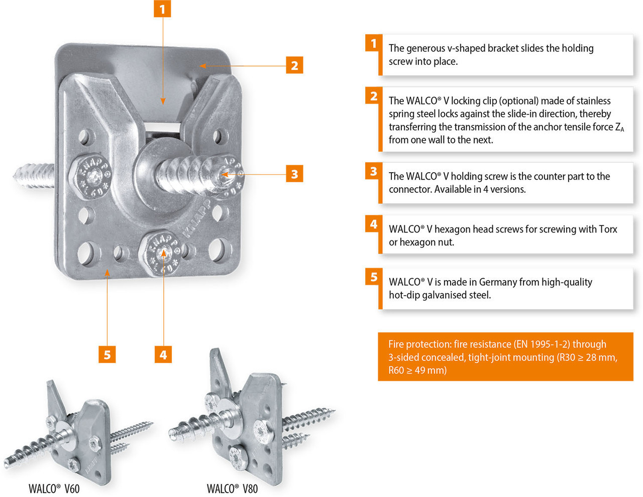 WALCO V80 Wall Connector allows for connections between timber, steel, and concrete, ensuring stability and efficiency.