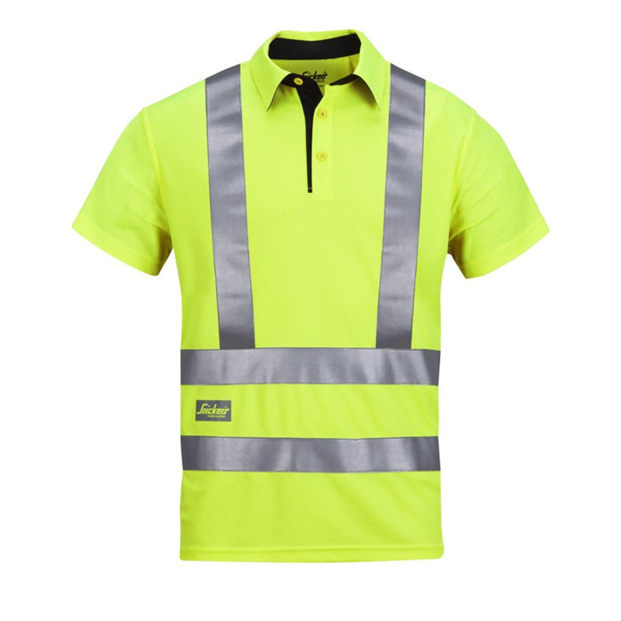 2743 High Vis Yellow Polo Shirt with Reflective Tape in Polyester Cotton-SALE 2743 High Vis Yellow Polo Shirt with Reflective Tape in Polyester Cotton-SALE