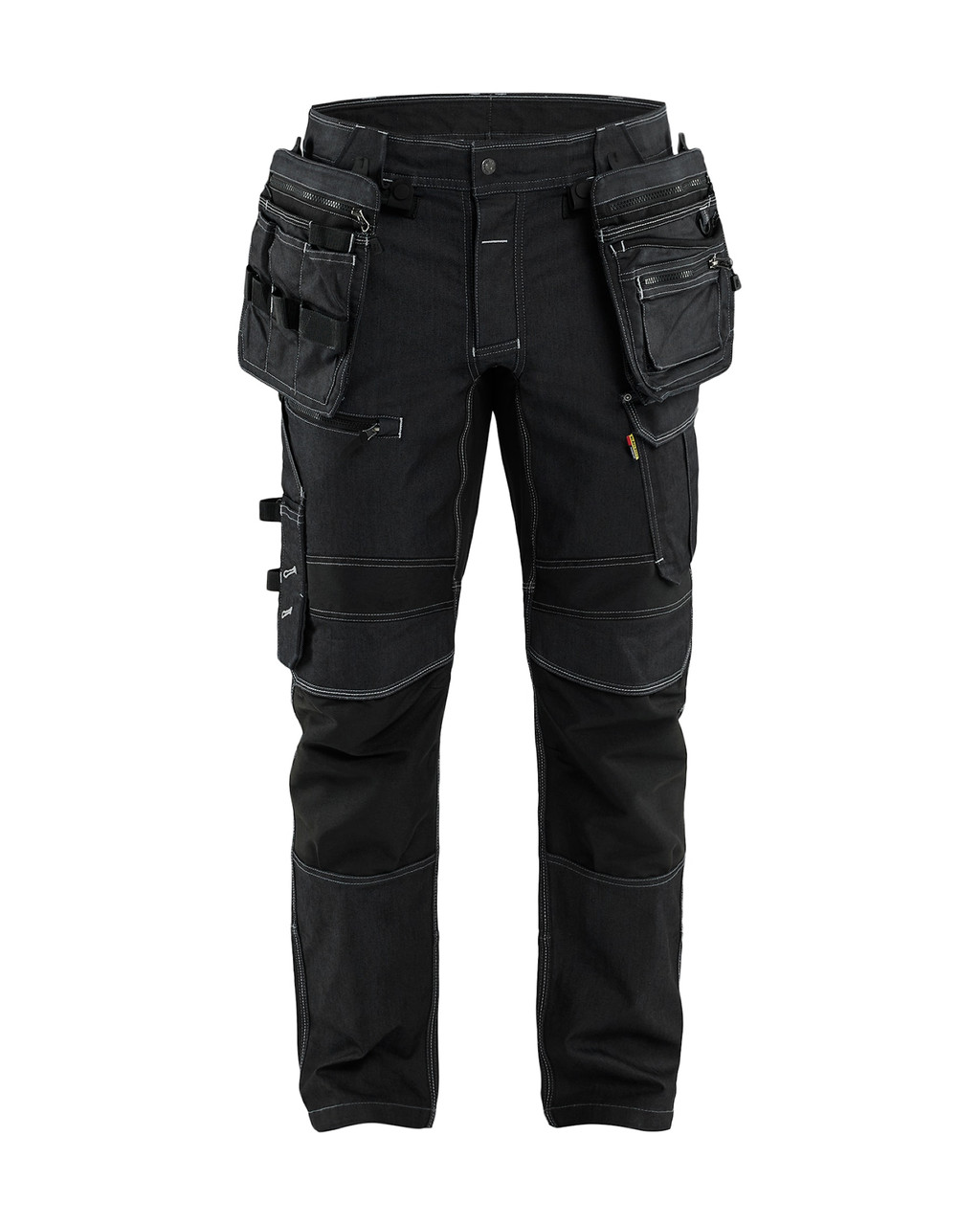BLAKLADER Trousers | 1980 Black ToolRig Trousers with Kneepad Pockets in Denim with Stretch