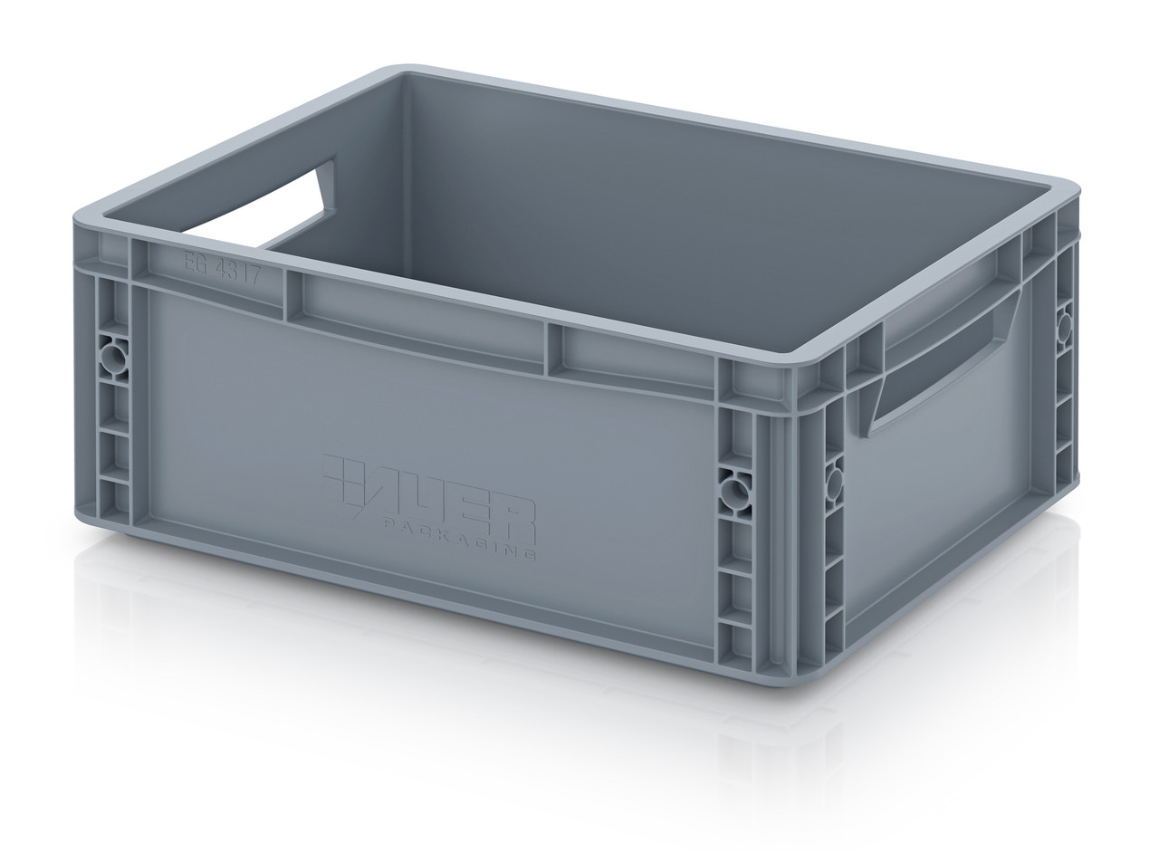 AUER Packaging euro containers solid are durable and versatile storage containers designed for professional warehouse, workshop and logistics applications.