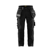 BLAKLADER 1590 Craftsman Trouser Black (Men) in Heavy PolyCotton Canvas 340 gsm with Holster Pockets and Kneepad Pockets – product display image; Holster Pockets true, Stretch false