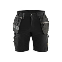 BLAKLADER 1598 Craftsman Short Black (Men) in Durable PolyCotton Twill 300 gsm with Holster Pockets – product display image; Holster Pockets true, Kneepad Pockets false